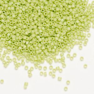 Seed bead, Delica&reg;, glass, pkg/250g, #11 round, opaque matte rainbow lime (DB-0876).