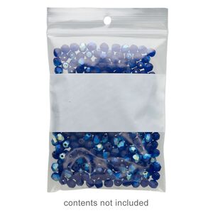 Bag, Tite-Lip&trade;, plastic, clear and white, 3x4-inch top zip with block and hole. Sold per pkg of 1,000.