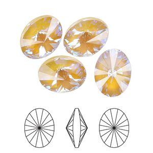 Chaton 4pk crystal ochre DeLite, Crystal Passions&reg; 14x10.5mm oval rivoli 4122