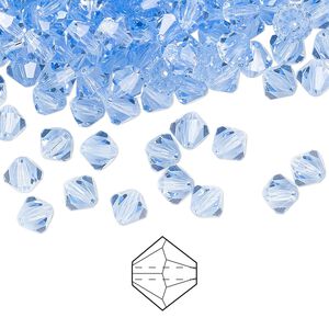 Bead 576pk light sapphire, Preciosa Czech crystal 5mm bicone