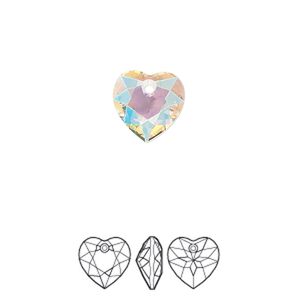Drop 48pk crystal shimmer, Swarovski&reg; 10.5mm pendant heart cut 6432