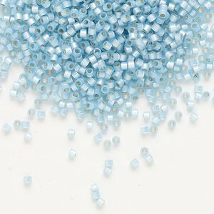 Seed bead, Delica&reg; 1pkg250g glass, #11 round, translucent silver-lined aqua / outside dyed (DB-0628)