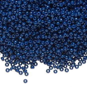 Seed bead, Miyuki, glass, pkg/250g, #11 rocaille, Duracoat&reg; opaque outside dyed navy blue, (RR-4493).
