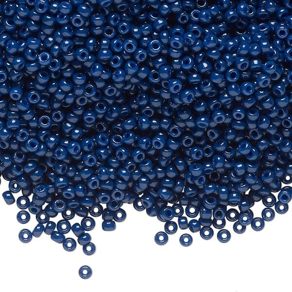 Seed bead, Miyuki, glass, pkg/250g, #11 rocaille, Duracoat&reg; opaque outside dyed navy blue, (RR-4493). image number 0