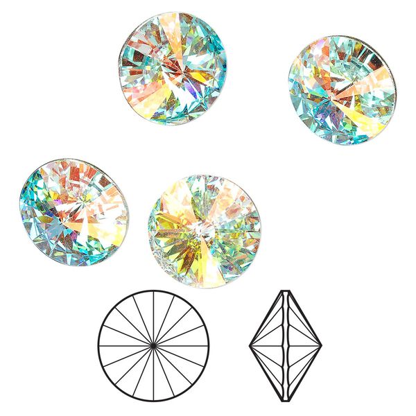Chaton 144pk crystal AB foil back, Swarovski&reg; 14mm rivoli 1122 image number 0