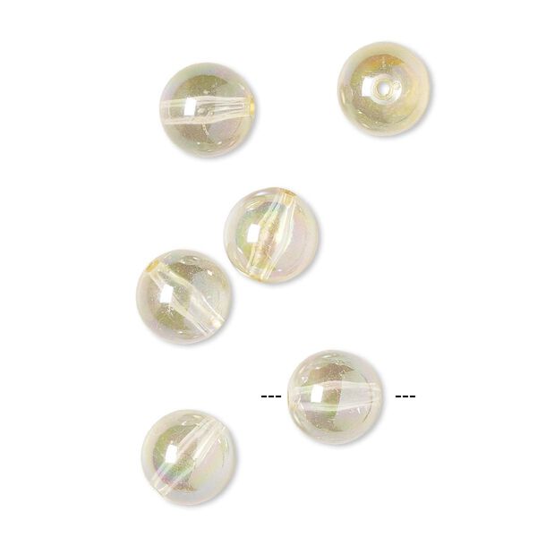 Bead, vintage Lucite&reg;, acrylic, golden AB, 14mm round. Sold per pkg of 6. image number 0