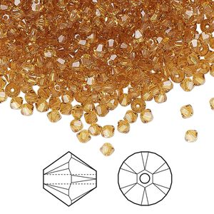 Bead 144pk golden topaz, Crystal Passions&reg; 3mm bicone 5328