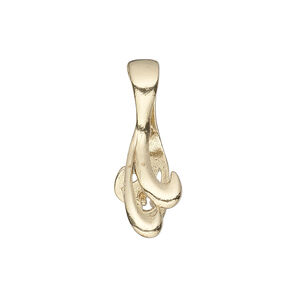 Bail, JBB Findings, ice-pick, brass, 26x7mm double curve, 8.5mm grip length. Sold individually.