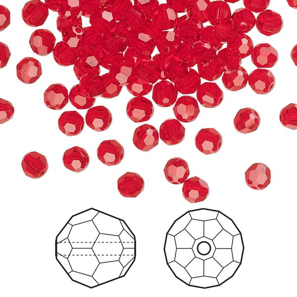 Bead 720pk light Siam, Swarovski&reg; 4mm round 5000 image number 0