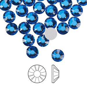 Flat back 24pk Capri blue foil back, Preciosa MAXIMA Czech crystal rhinestone 6.3-6.5mm chaton rose round SS30