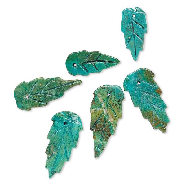 Turquoise 1pkg6, hand-cut leaf drop 16x8mm-24x12mm image number 0