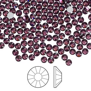 Flat back 144pk amethyst foil back, Preciosa Viva 12&reg; Czech crystal rhinestone 3-3.2mm chaton rose round SS12