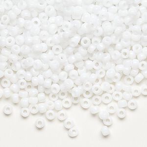 Seed bead, Dyna-Mites&trade;, glass, opaque white, #8 round. Sold per 40-gram pkg.