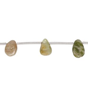 Multi-tourmaline 1pkg12, hand-cut top-drilled puffed teardrop bead natural 8x6mm-10x8mm