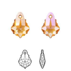 Drop 2pk crystal summer blush, Crystal Passions&reg; 16x11mm pendant baroque 6090