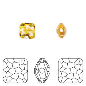 Bead 1pkg144 light topaz, Swarovski&reg;, 8mm puffed square 5035