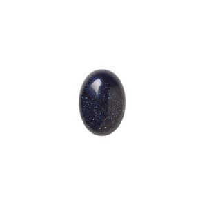 Cabochon, blue goldstone (glass) (man-made), 14x10mm calibrated oval. Sold per pkg of 4.