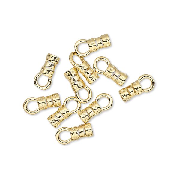 Crimp end 1pkg10 gold-plated, 5.5x3.5mm tube / loop / 2mm inside diameter, brass image number 0