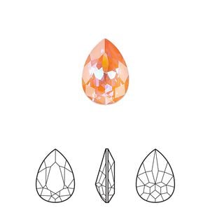 Fancy stone 12pk crystal orange glow DeLite, Crystal Passions&reg; 14x10mm pear 4320