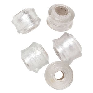 Bead, glass, clear with silver-colored foil, 20x18mm-24x22mm spool with 5-8mm hole. Sold per pkg of 5.