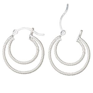 Earring, Create Compliments&reg;, sterling silver, 22.5mm twisted double hoop with latch-back closure. Sold per pair.
