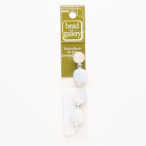 Bead 1pkg4 handblown glass, 12-16mm mixed shapes / line design, assortment translucent white / multicolored