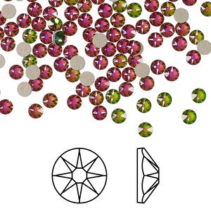 Flat back 144pk crystal vitrail medium foil back, Crystal Passions&reg; 3-3.2mm rose round SS12 2088