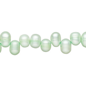 Freshwater pearl 1pkg1, top-drilled rice, 15.5-16 inch shamrock 6x5mm-9x6mm cultured