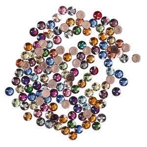 Flat back mix 1pkg144 mixed colors, Crystal Passions&reg; rhinestone 3.00-3.20mm hotfix round SS12 2078HF