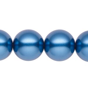 Pearl 1pk metallic blue, Celestial Crystal&reg; 16mm round 15.5-16 inch