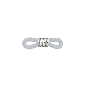 Eyeglass holder, rubber and silver-finished brass, clear, 20x5mm-26x5mm with adjustable coil. Sold per pkg of 10.