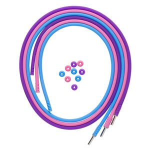 Necklace cord 1pkg3 silicone and stainless steel, pink / purple / blue, 3mm round, 20 inches with pop-style clasp.
