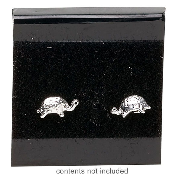 Earring card, flocked plastic, black, 1x1-inch square. Sold per pkg of 100. image number 1
