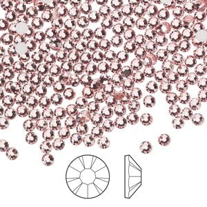 Flat back 144pk light rose foil back, Preciosa MAXIMA Czech crystal rhinestone 2.5-2.7mm chaton rose round SS9