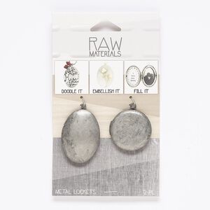 Focal and drop mix, antique nickel-finished "pewter" (zinc-based alloy), 25mm round with 20mm round setting and 35x25mm oval with 27x17mm oval setting. Sold per pkg of 2.