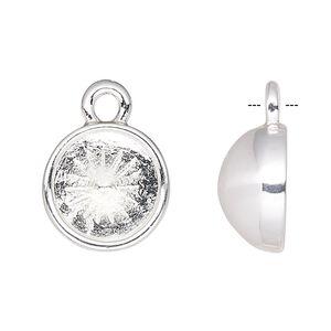 Drop, Almost Instant Jewelry&reg;, silver-plated "pewter" (zinc-based alloy), 10mm round with SS38 chaton setting. Sold individually.