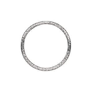 Jump ring 1pkg2 sterling silver, 20mm closed hammered round, 17 gauge / 17.6mm inside diameter / antiqued