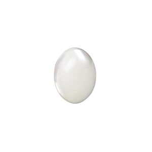 Cabochon, mother-of-pearl shell (bleached), white, 16x12mm calibrated oval. Sold per pkg of 2.