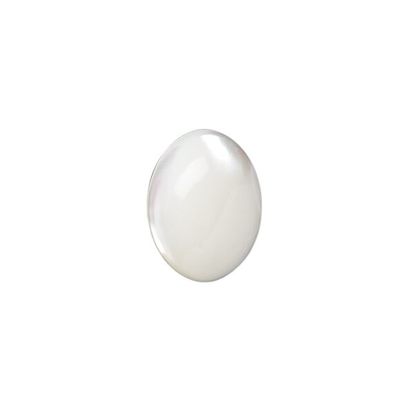 Cabochon, mother-of-pearl shell (bleached), white, 16x12mm calibrated oval. Sold per pkg of 2. image number 0