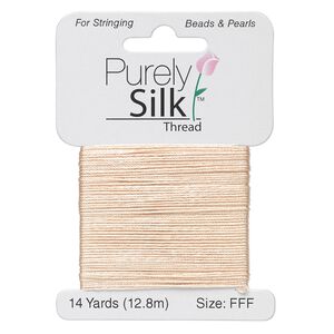 Thread, Purely Silk&trade;, pink, size FFF. Sold per 14-yard card.
