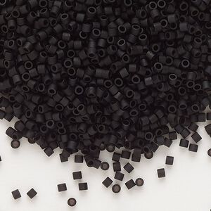 Seed bead, Delica&reg;, glass, pkg/50g, #15 round, opaque matte black (DBS-0310).