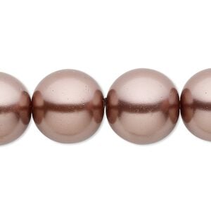 Bead, crystal pearl, brown, 16mm round. Sold per 15-1/2" to 16" strand, approximately 25 beads.