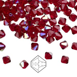 Bead 144pk Siam AB, Preciosa Czech crystal 5mm bicone