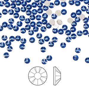 Flat back 144pk sapphire foil back, Preciosa MAXIMA Czech crystal hotfix rhinestone 2.7-2.9mm chaton rose round SS10