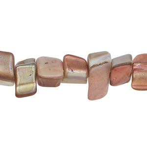 Mother-of-pearl shell 1pkg1, triangle tube bead 15 inch antique red 7x5mm-12x10mm