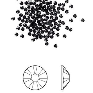Flat back 144pk jet foil back, Crystal Passions&reg; 1.7-1.9mm rose round SS5 2058
