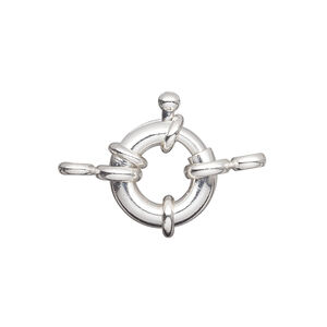 Springring 1pkg2, 15mm, silver-finished brass clasp 1-strand