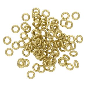 Jump ring 1pkg100 brass, 4.5mm soldered closed round, 18 gauge / 2.5mm inside diameter