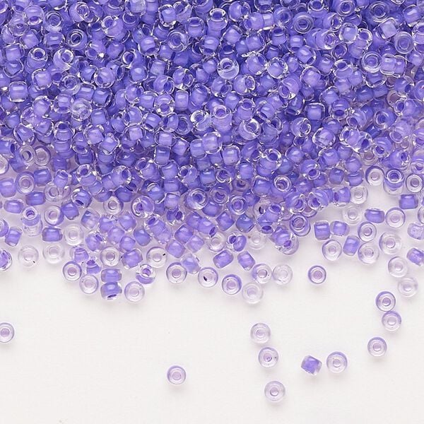 Seed bead, Dyna-Mites&trade;, glass 1pkg0.5kg, #11 round, translucent inside dyed color dark lilac (214 11/0 RR) image number 0