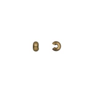 Crimp cover, antique gold-plated brass, 4mm. Sold per pkg of 100.